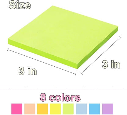 (16 Pack) Pop Up Sticky Notes 3x3 in Post Accordion Stickies Super Sticking Power Memo Pads Bright Colors