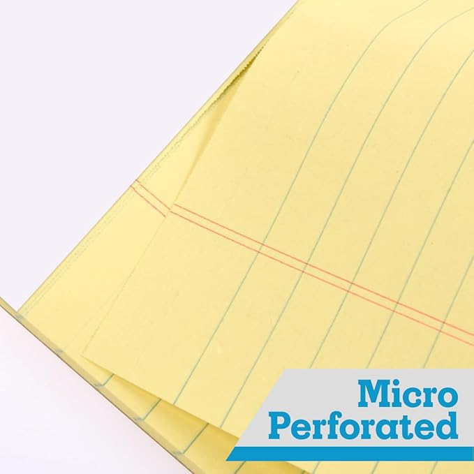 KAISA Legal Pads 8.5x14 inch Large Writing Pads Wide Ruled Notepads School Office Home Note Pads, Yellow 50 Sheets 12 Pads, WT-LCY50W