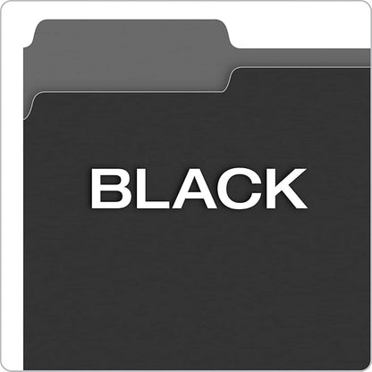Pendaflex File Folders Letter Size - 1/3-Cut Tab -Interior Folders for Documents - Black - 100 Per Box