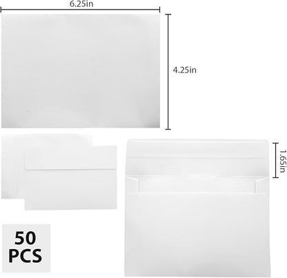 50 Packs White A4 Envelopes,4x6 Envelopes,4x6 Envelopes for Invitations,Printable invitation envelope,Photos, postcards, greeting cards, mailings, Wedding Self-sealing Envelopes (white)