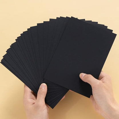 100 Pack Thick Paper Cardstock Blank Heavy Cards Stock for Invitations, Greeting Cards Making, Postcards, Photos, 250GSM Thick Paper (Black, 5x7 inches)