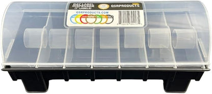 7-Slot Day of The Week Covered Label Dispenser (for 3/4" or 1" Labels) - Food Sticker Holder for Inventory Management and Meal Prep, Protects Labels Inside