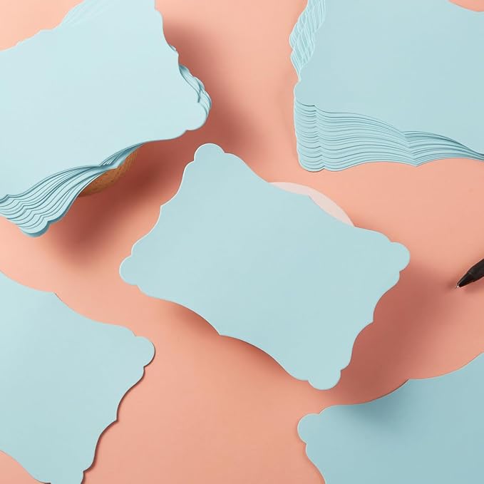 50 Pack Blank Kraft Cards Cardstock Thick Paper Brown Greeting Cards for DIY Gift Card Menus, Baby Shower and Wedding Invitations (Light Blue, 5x7IN)