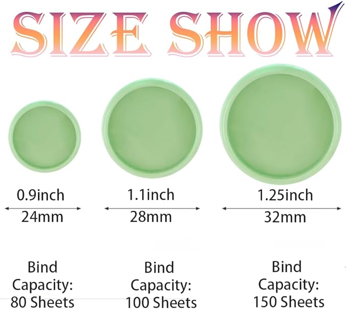 100PCS Discbound Notebook Accessories Expansion Planner Discs Binder Rings Loose-Leaf Plastic Book Binding Disc(Light Green,0.9"/24 mm)