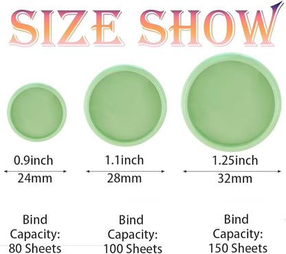 100PCS Discbound Notebook Accessories Expansion Planner Discs Binder Rings Loose-Leaf Plastic Book Binding Disc(Light Green,1.1"/28 mm)