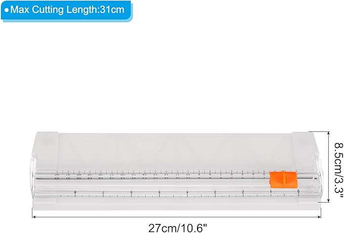 PATIKIL Paper Trimmer, Plastic Portable A5 Paper Cutter Slicer Tool with Side Ruler for Scrapbooking Craft Paper Photo Cardstock Label, White