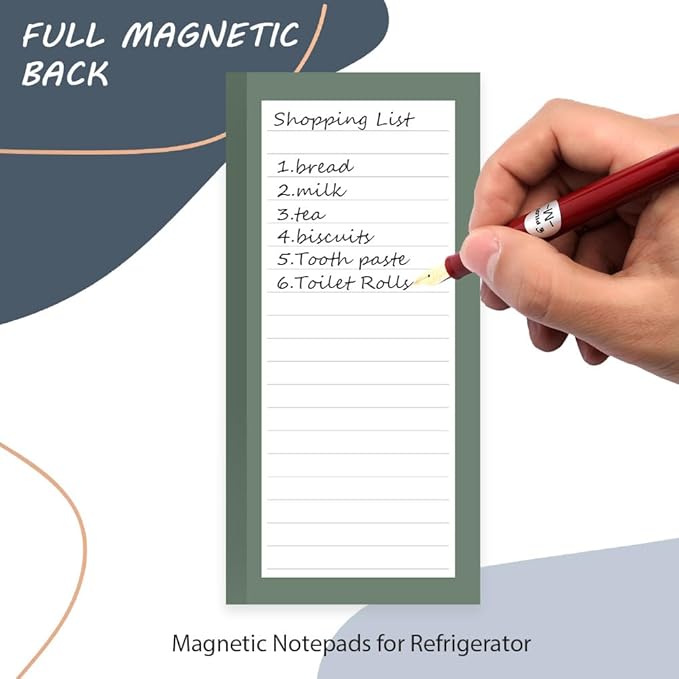 4 Pack Magnetic Notepads for Refrigerator, Full Magnet Back Design Magnetic Memo Pads, 50 Sheets per Note Pads To-Do List, Shopping List (Simple Style)