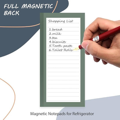 4 Pack Magnetic Notepads for Refrigerator, Full Magnet Back Design Magnetic Memo Pads, 50 Sheets per Note Pads To-Do List, Shopping List (Simple Style)