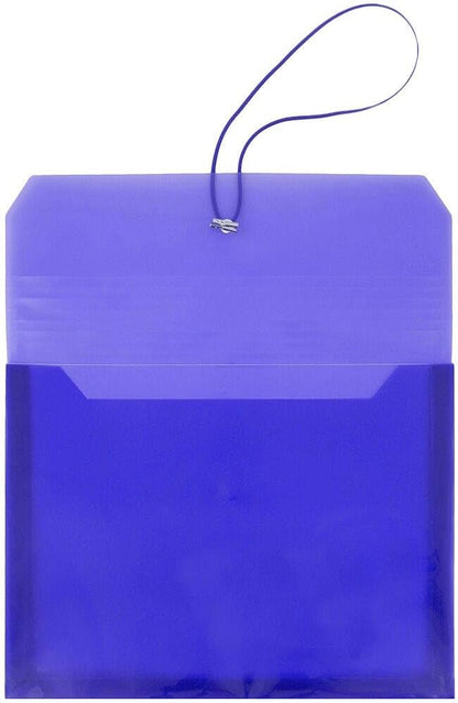 JAM PAPER Plastic Expansion Envelopes with Elastic Band Closure - Letter Booklet - 9 3/4 x 13 with 2.5 Inch Expansion - Blue - 3/Pack