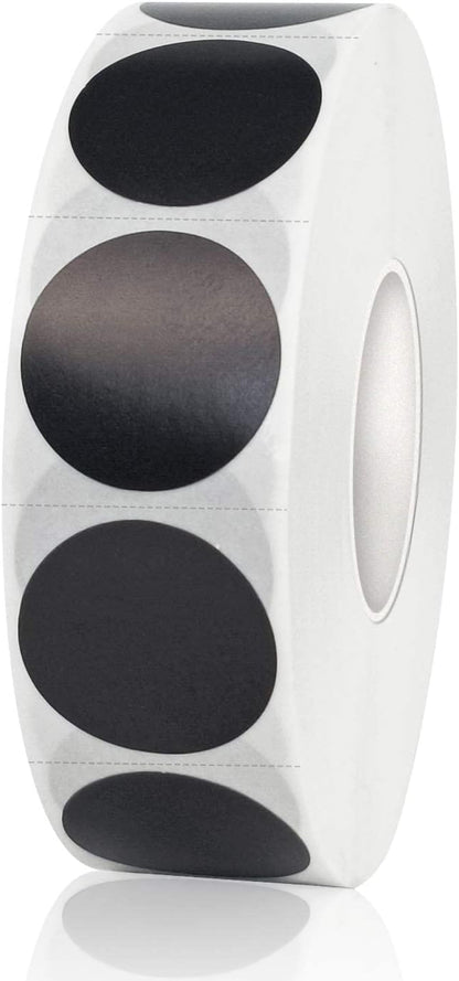 1200 Pieces 0.75 Inch Round Color Coding Label Garage Sale Stickers Blank Yard Sale Price Stickers Permanent Adhesive Dots Stickers,Easily Writable with Perforation Line (Black)