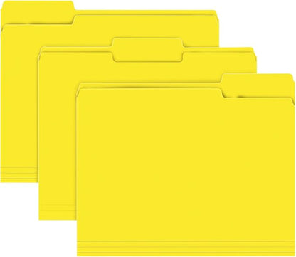 File Folder, RAZCC 150 Pack 1/3 Cut Tab File Folders Letter Size, Yellow, Folders with Tab, Great for Organizing and Easy File Storage