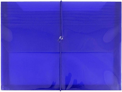 JAM PAPER Plastic Expansion Envelopes with Elastic Band Closure - Letter Booklet - 9 3/4 x 13 with 2.5 Inch Expansion - Blue - 3/Pack