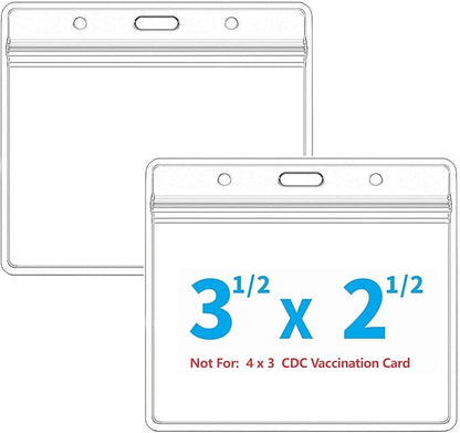 Extra Thick Horizontal ID Card Name Tag Badge Holder with Waterproof Type Resealable Zip (Holders, 6Packs)