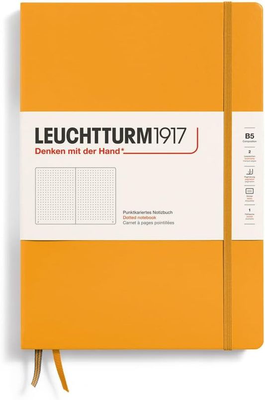 LEUCHTTURM1917 - Notebook Hardcover Composition B5-219 Numbered Pages for Writing and Journaling (Rising Sun, Dotted)