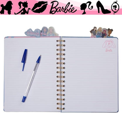 Innovative Designs Barbie Tab Journal Notebook, Spiral Bound, 96 Lined Pages, 8 x 7 inches, Purple