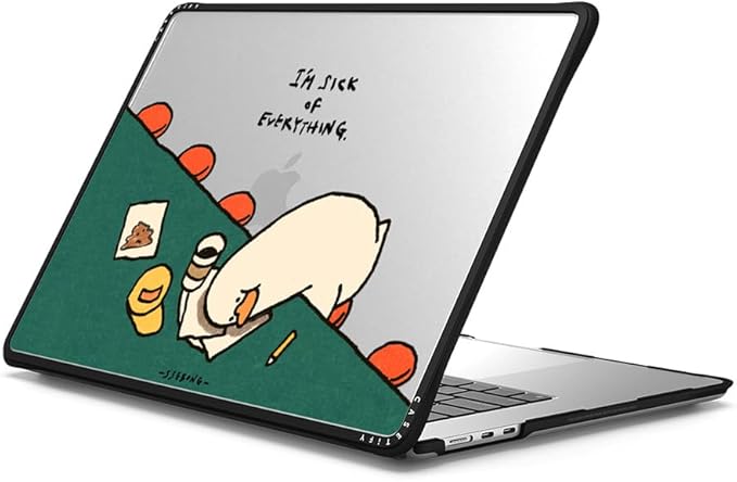 CASETiFY Impact MacBook Air 15" (2023/2024) Case [Enhanced Protective Corner Design/Ventilation Cutouts/Anti-Slip Grip] - I'm Sick of Everything - Clear Black