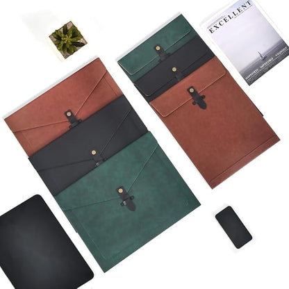 Green Leather File Folder Letter Size, File Organizer, Important Document Folders with Pockets, Document Organizer, Laptop Sleeve Notebook Case, Paper Storage, A4 Envelopes Filing Folder