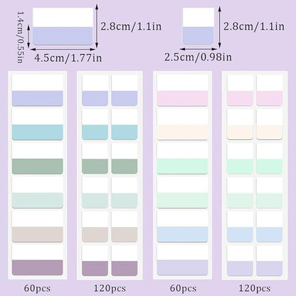 360 Pcs Sticky Index Tabs, Colored Book Sticky Tabs for Notebooks, Repositionable Page Tabs for Notebooks File Classification,12 Colors (1 Inch, 1.8×1 Inch)