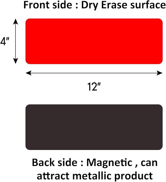 Dry Erase Magnetic Labels Large 12"x 4", Big Magnetic Labels for Whiteboards School Classroom Office Home,Pack of 10