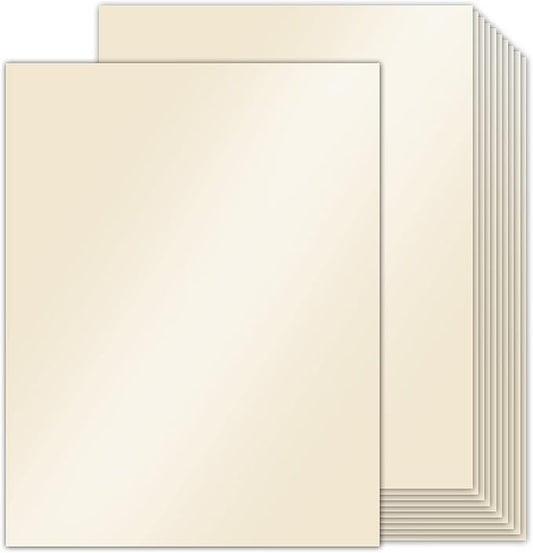 24 Sheets Cream Shimmer Cardstock 8.5 x 11 Ivory Paper, Goefun Off White Card Stock Printer Paper for Invitations, Certificates, Crafts, Card Making
