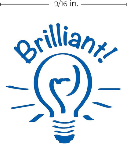Brilliant Light Bulb Stamp / 2000 Plus Self Inking Teacher Student Reward Stamper / 9/16" Small Blue Imprint Planner Classroom Worksheet Stamp