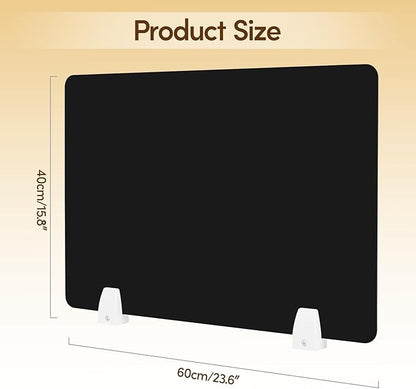 4PCS Desk Dividers Office Partitions, Privacy Desk Panel Protective Sneeze Guard, Acrylic Plexiglass Shield with Clamps for Offices Schools Call Centers - 23.6”L X15.8”W（Black）