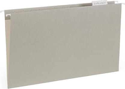 25 Blue Summit Supplies Colored Hanging File Folders Legal Size, Assorted Jewel Tone Colors, Legal Size Hanging File Folders with Plastic Tabs and Inserts, Durable 11pt Paper