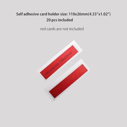 Clear Adhesive Pockets Sleeves,Plastic Self Adhesive Label Holders Pockets Holder for Index Cards Planners Cabinets Shelves (4.33"x1.02"(110x26mm)-20PCS)