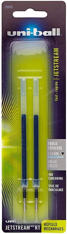Uni-Ball Jetstream RT Refill 2 Pack, 1.0mm Medium Blue, Wirecutter Best Pen, Ballpoint Pens, Ballpoint Ink Pens | Office Supplies, Pens, Ballpoint Pen, Colored Pens