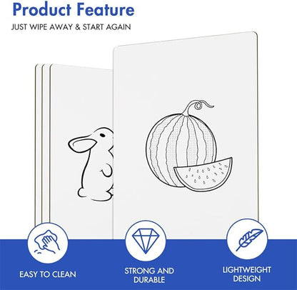 Dry Erase Boards for Classroom | 9x12 Inches, Double-Sided, Student Dry Erase Board for School and Home Learning | Personal Small White Board for Lap, Desk, Office, Kitchen | Pack of 3