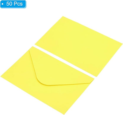 PATIKIL Mini Envelopes, 50 Pack Gift Cards Business Cards Envelope for Greeting Weddings, Light Yellow