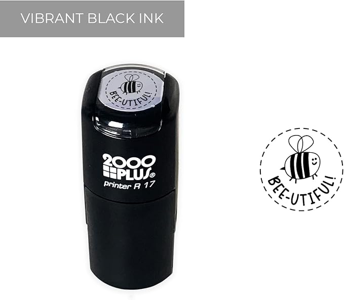 Beautiful Bee Stamp / 2000 Plus Self Inking Teacher Bee-utiful Bumblebee Cute Animal Stamper / 9/16" Small Black Imprint Bee Themed Planner Worksheet Reward Stamp