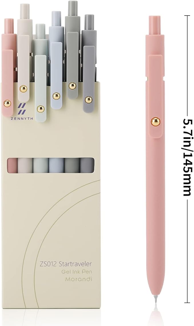 Ddaowanx Gel Pens, 6 Pcs 0.5mm Quick Dry Black Ink Pens Fine Point Smooth Writing Pens, Cute Office School Supplies Gifts for Women