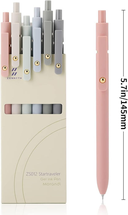 Ddaowanx Gel Pens, 12 Pcs 0.5mm Quick Dry Black Ink Pens Fine Point Smooth Writing Pens, Cute Office School Supplies Gifts for Women (12 Pcs Morandi-Black Ink)