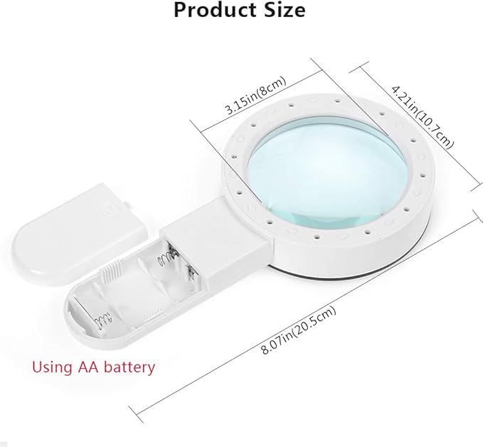 AIXPI Magnifying Glass with Light, 30X Handheld Large Magnifying Glass 12 LED Illuminated Lighted Magnifier for Macular Degeneration Seniors Reading Inspection Coins Jewelry