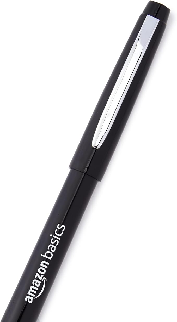 Amazon Basics Felt Tip Markers, Black, 24-Pack