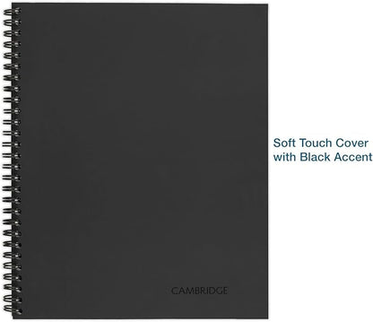 Cambridge Notebook, Business Notebook, 8-1/4" x 11", 80 Sheets, Ruled, Meeting Notes, Flexible Cover, Wirebound, Gray (06132) (Pack of 2)