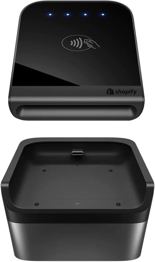 Tap & Chip Card Reader with Dock - POS Countertop Wireless Credit Card Reader Device + Holder Stand - Contactless Payment Point of Sale Station for Retail, Small Business