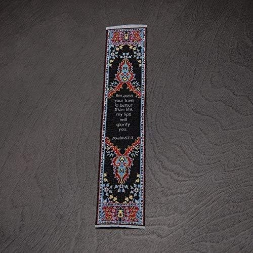 Your Love is Better Than Life, Bulk Pack of 6 Woven Fabric Christian Bookmarks, Silky Soft Psalm 63:3 Flexible Bookmarker for Novels Books and Bibles, Religious Memory Verse Gift
