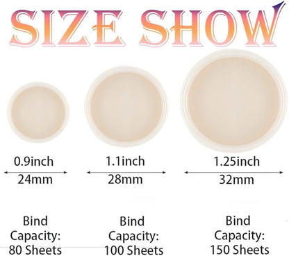 100PCS Discbound Notebook Accessories Expansion Planner Discs Binder Rings Loose-Leaf Plastic Book Binding Disc(White,1.25"(32 mm)