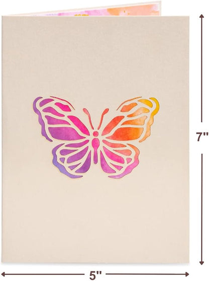 Paper Love Butterfly Tree 3D Pop Up Card, Gift for Birthday, Wedding, Anniversary, Mothers Day, Thank You, Get Well, All Occasion or Just Because - 5" x 7" Cover - Includes Envelope and Note Tag