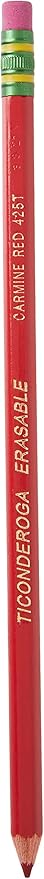 Ticonderoga Erasable Checking Pencils with Eraser, Pre-sharpened, Red, 12-Pack (14259) & Erasable Checking Wood-Cased Pencils, Pre-Sharpened, Blue, 12 Count