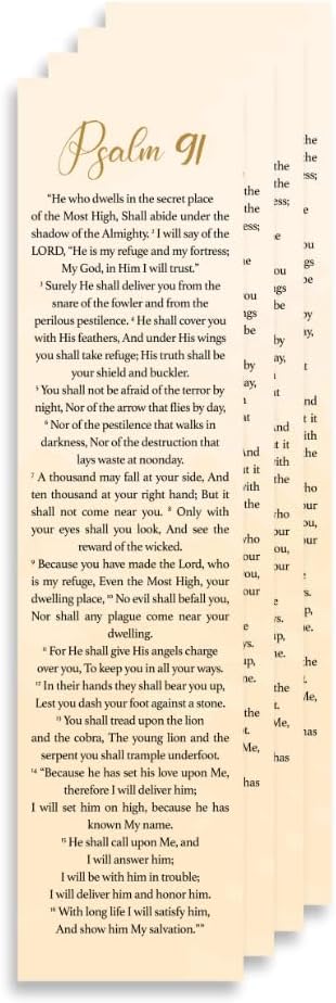 Bible Verse Psalm 91 (2"X8") Christian Bookmarks, Christian Bookmark, Page Marker Divider, Christian Gifts for Men Woman Father Mother Faith Hope Encouragement (Pack of 4)