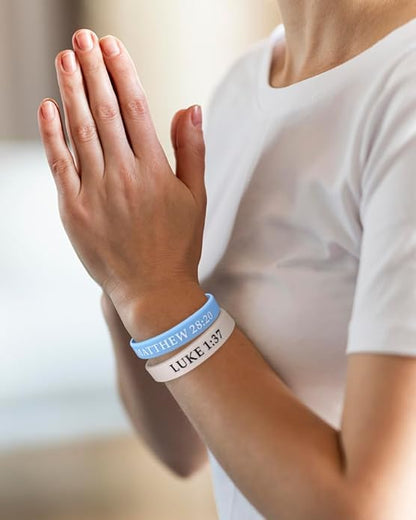 QEERBSIN Bible Verses Bracelets Motivational Christian Rubber Bracelets Faith Hope Wristbands Bracelets for Men Women Teens