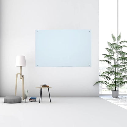 Glass Whiteboard Frameless Tempered Glass Dry Erase Board with Marker Tray for Interactive Office, Wall Mounted Frosted Glass Whiteboard, White, 60" x 40"