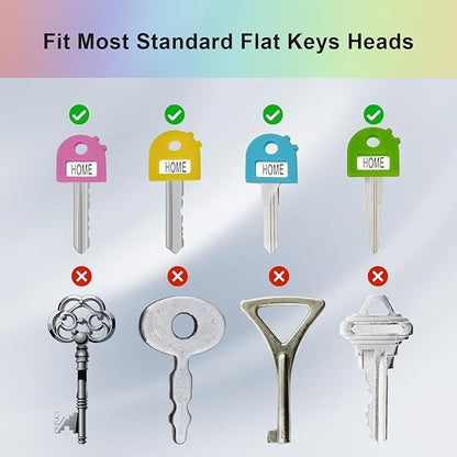 Key Labels - Stretchy All-in-One Key Covers Caps, The Keys Identifier Caps Tags, ONE Size FITS Most Keys with Blank & Printed Labels.Coded ID Key Labels Tags, 8PACK