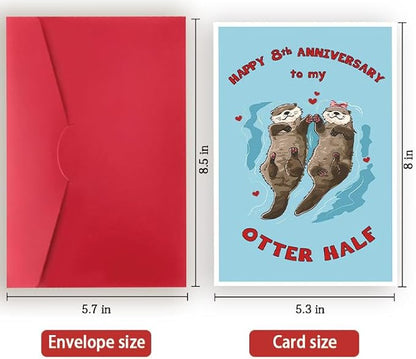 Funny 8th Anniversary Card,Lovely 8 Year Anniversary Card for Him Her,Happy 8th Anniversary Card for Husband Wife Boyfriend Girlfriend