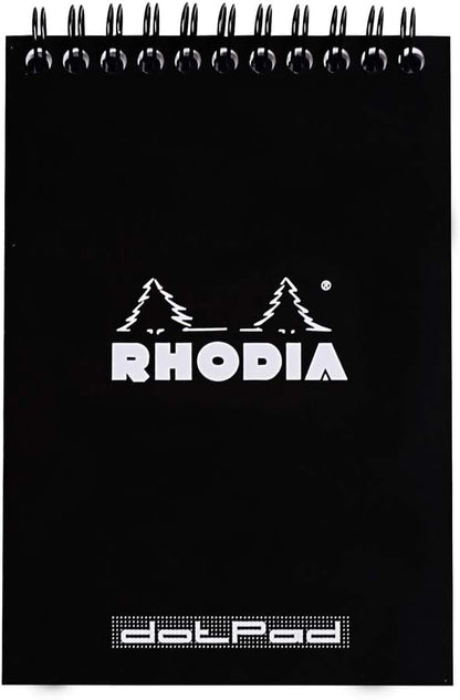 Rhodia Wirebound Notepad, A6, Dot - Black