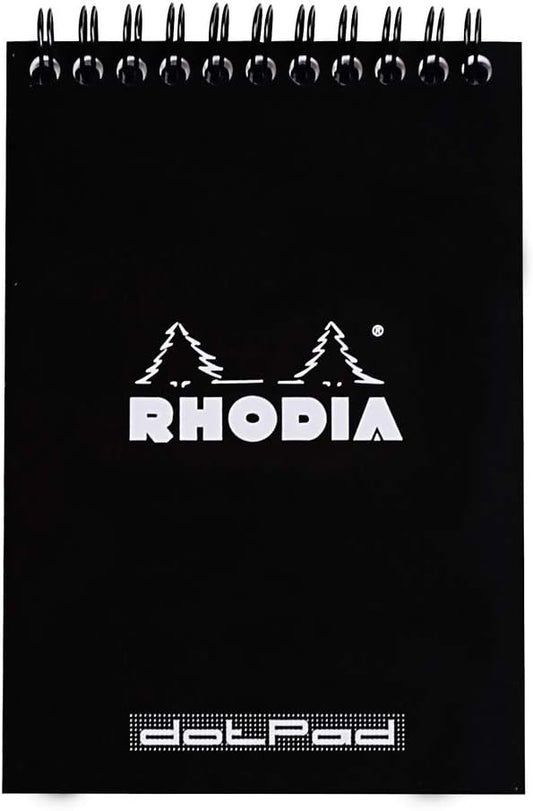 Rhodia Wirebound Notepad, A6, Dot - Black