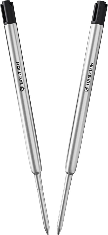 BASTION® Premium Pen Refill, Deeply Pigmented Ink for All Bastion Bolt Action Luxury Pens, Standard Ink Refill with 0.55mm Fine Tip - Black Gel, 2 PCs